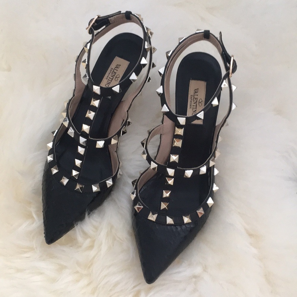 Valentino Rockstud Snakeskin Heels